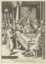 Joseph interprets the dreams of Pharaoh, print maker: Robert de Baudous, Lucas van Leyden, 1591 -