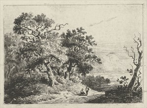 Landscape with trees and figures, Constantinus Cornelis Huysmans, 1820 - 1886