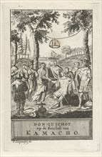 Don Quixote at the wedding of Kamacho, Pieter Langendijk, 1712 - 1714