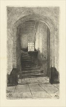 View of the staircase in the prinsenhof Delft, Petrus Johannes Arendzen, c. 1856 - c. 1886