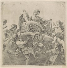 Justice surrounded by putti and cherubs, Anonymous, 1600 - 1800