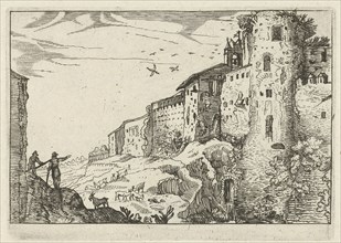 Landscape with Roman ruins, Willem van Nieulandt (II), Anonymous, 1594 - 1685