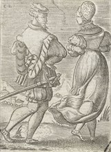 Dancing couple, seen from the back, Cornelis Bos, Anonymous, c. 1537 - c. 1555