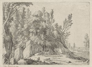 Hermit before a cave, Gillis van Scheyndel I, 1631-1656
