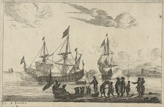 Harbour Scene with a landing boat, Reinier Nooms, 1656