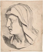 Female Bust, with shoulders drooping veil, Jan Snellen, 1726 - 1787