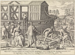 Noah build the ark, attributed to Symon Novelanus, 1577 - 1627