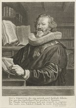 Portrait of Gerardus Joannes Vossius, print maker: Theodor Matham, Joachim von Sandrart, Lieve van
