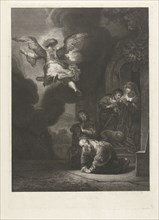 The angel leaves Tobias and his family, Johannes Pieter de Frey, Rembrandt Harmensz. van Rijn, 1810
