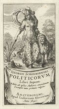Power as female soldier in armor with lion, Cornelis van Dalen (I), Lowijs Elzevier (III), 1642