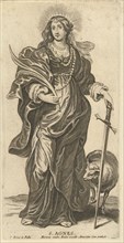 Saint Agnes with lamb and sword, Pieter de Bailliu (I), 1623 - 1660