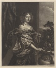 Portrait of a woman with a rose bush, Wallerant Vaillant, 1658 - 1677