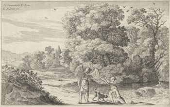 Tobias scares the fish, Herman van Swanevelt, Charles Audran, 1629 - 1641