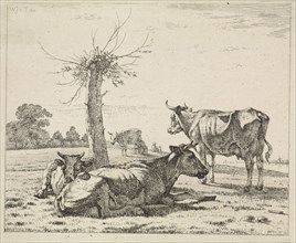 Cows at a pollard willow, Wouter Johannes van Troostwijk, 1810