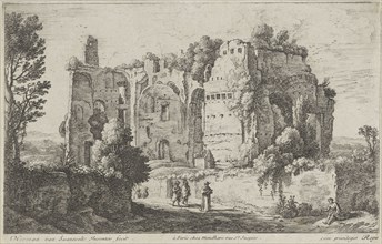 Landscape with ruins and cardinal, Herman van Swanevelt, 1759 - 1784