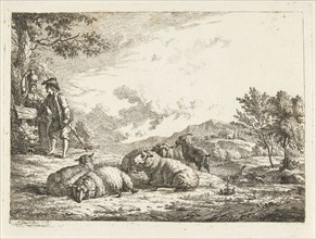 Shepherd and milkmaid in conversation, Frédéric Théodore Faber, 1810