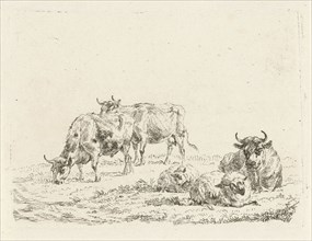 Three oxen and two sheep, Frédéric Théodore Faber, 1806