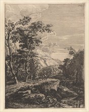 Landscape with woman riding a mule along the Aqua Negro between Bologna and Florence, Jan Both,