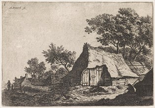 View of a village with walkers, Anthonie Waterloo, Basan et Poignant, Pierre FranÃ§ois Basan, 1630