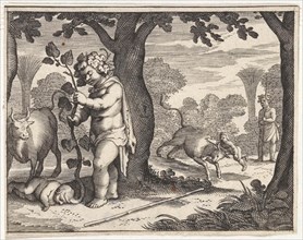 Bacchus and Ampelus, Pieter Serwouters, Jacob Matham, 1616 - 1657