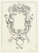 Cartouche with two masks, Agostino Mitelli, Anonymous, Anonymous, after 1619 - before 1642