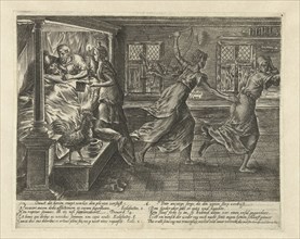 Who litigates has sleepless nights, print maker: Hendrick Goltzius, Maarten Spiegel, 1597