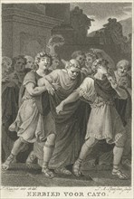 People go to the feast in honor of Cato, print maker: Lambertus Antonius Claessens, Jacques Kuyper,