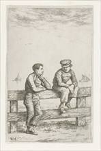 Two boys on a fence, Christiaan Wilhelmus Moorrees, 1811 - 1867