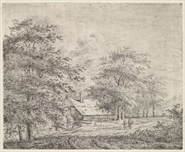 Wooded landscape with woman and child, Pieter Janson, 1780 - 1851