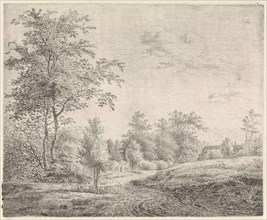 Wooded landscape with winding road, Pieter Janson, 1780-1851