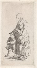 Woman with two children, print maker: Johannes Christiaan Janson