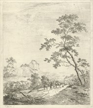 Mountainous landscape with shepherd and shepherdess, print maker: Johannes Janson, 1761 - 1784
