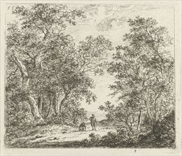 Wooded Landscape with Two Figures, Johannes Janson, 1761 - 1784