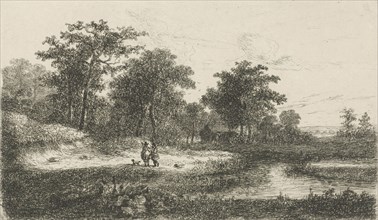 Two hunters near a fen, print maker: Hermanus Jan Hendrik van Rijkelijkhuysen, 1857