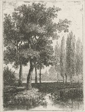 Landscape with brook and poplars, Hermanus Jan Hendrik van Rijkelijkhuysen, 1823-1883