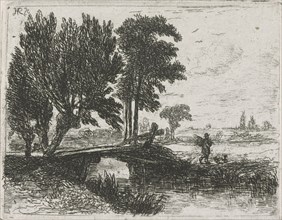 Fisher in a landscape, Hermanus Jan Hendrik van Rijkelijkhuysen, 1823 - 1883