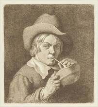 Portrait of a boy who lights his pipe, Cornelis van Noorde, 1741-1795