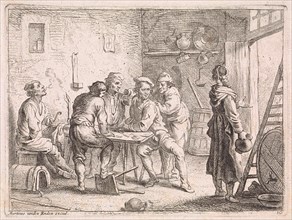 Women leave inn, Cornelis de Wael, Martinus van den Enden (I), 1630 - 1654