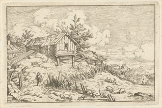 Hiker at dilapidated fence, Allaert van Everdingen, 1631-1675