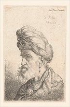Bust of a man with turban, Salomon Koninck, 1638