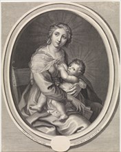Mary gives the Christ Child breast feeding, print maker: Pieter van Schuppen, Stella, Hermann