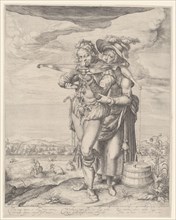 Archer and milkmaid, Nicolaes de Clerck, 1608 - 1612