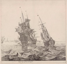 Dutch warship in Amsterdam, The Netherlands, print maker: Anonymous, Gerard Valck possibly, 1670 -