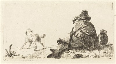 Man with dog, Paulus Charles Gerard Poelman, 1803 - 1846