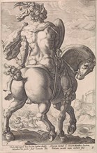 Titus Manlius horseback, Anonymous, Hendrick Goltzius, Franco Estius, 1645 - 1706