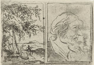 Landscape and portrait study, Hermanus Fock, 1781 - 1822