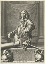 Portrait of David Vlugh, print maker: Hendrik Bary, Jan de Bisschop, Egbert van den Hoof, 1667 -