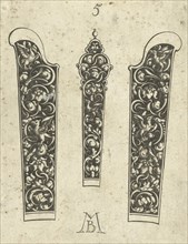 Three knife handles, Michiel le Blon, 1626