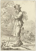 Man leaning on a stick, Hermanus Fock, 1781 - 1822