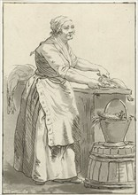 Fish cleaning woman, Hermanus Fock, 1781 - 1822
